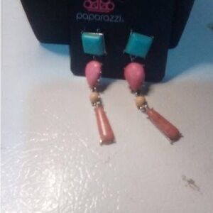 Paparazzi Turquoise and Pink Dangle Earrings